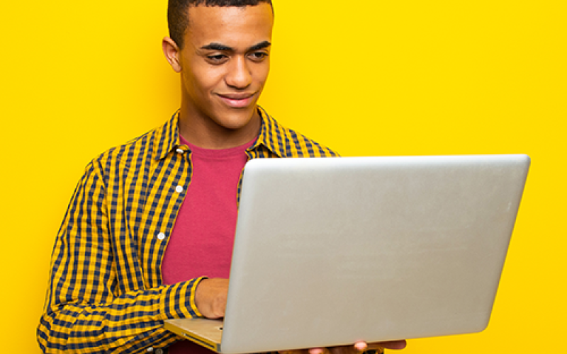 man using laptop